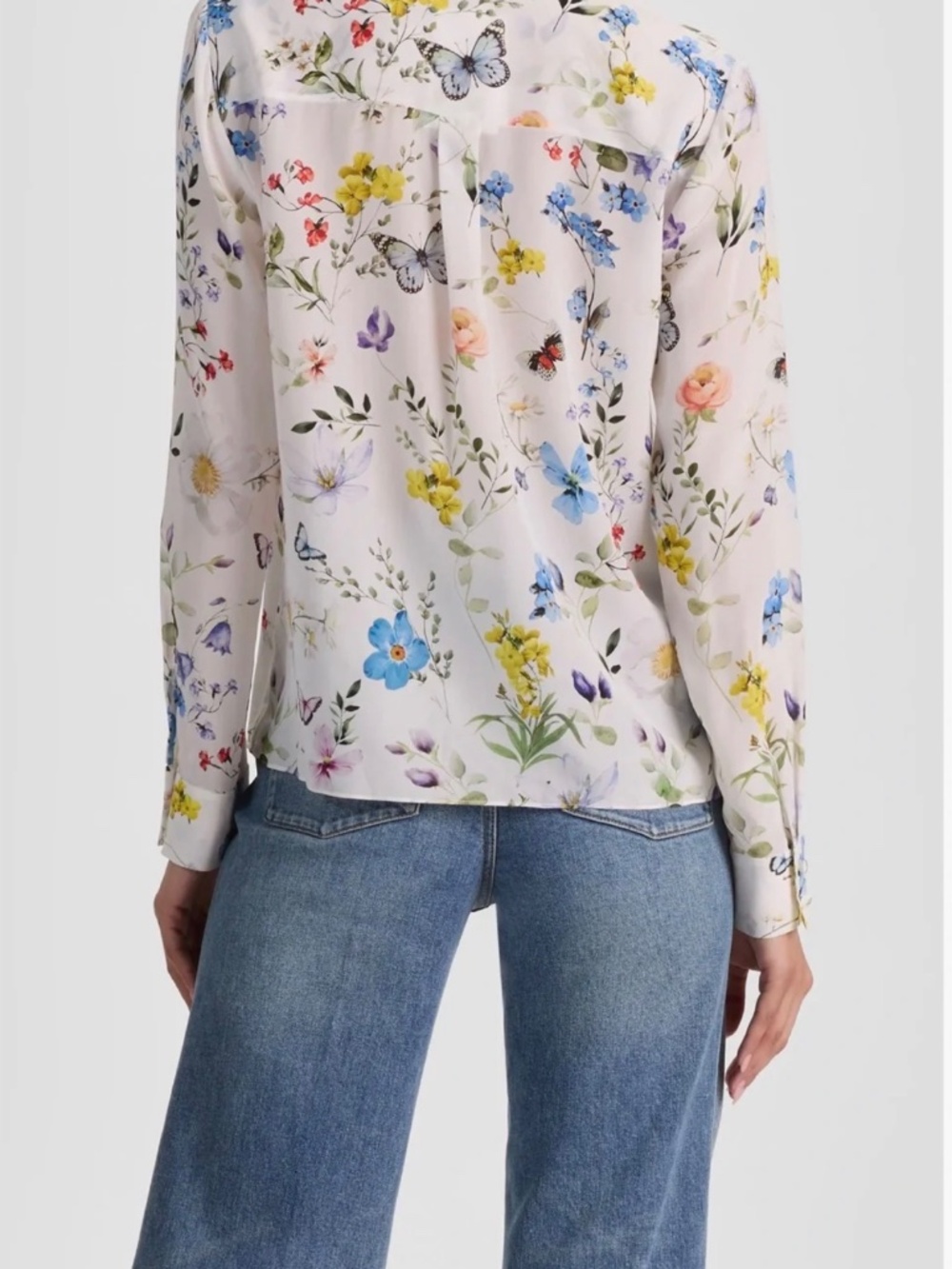 Alice + Olivia Willa Silk Floral Blouse In Twisting Vines White NWT Sz XL - Picture 3 of 15